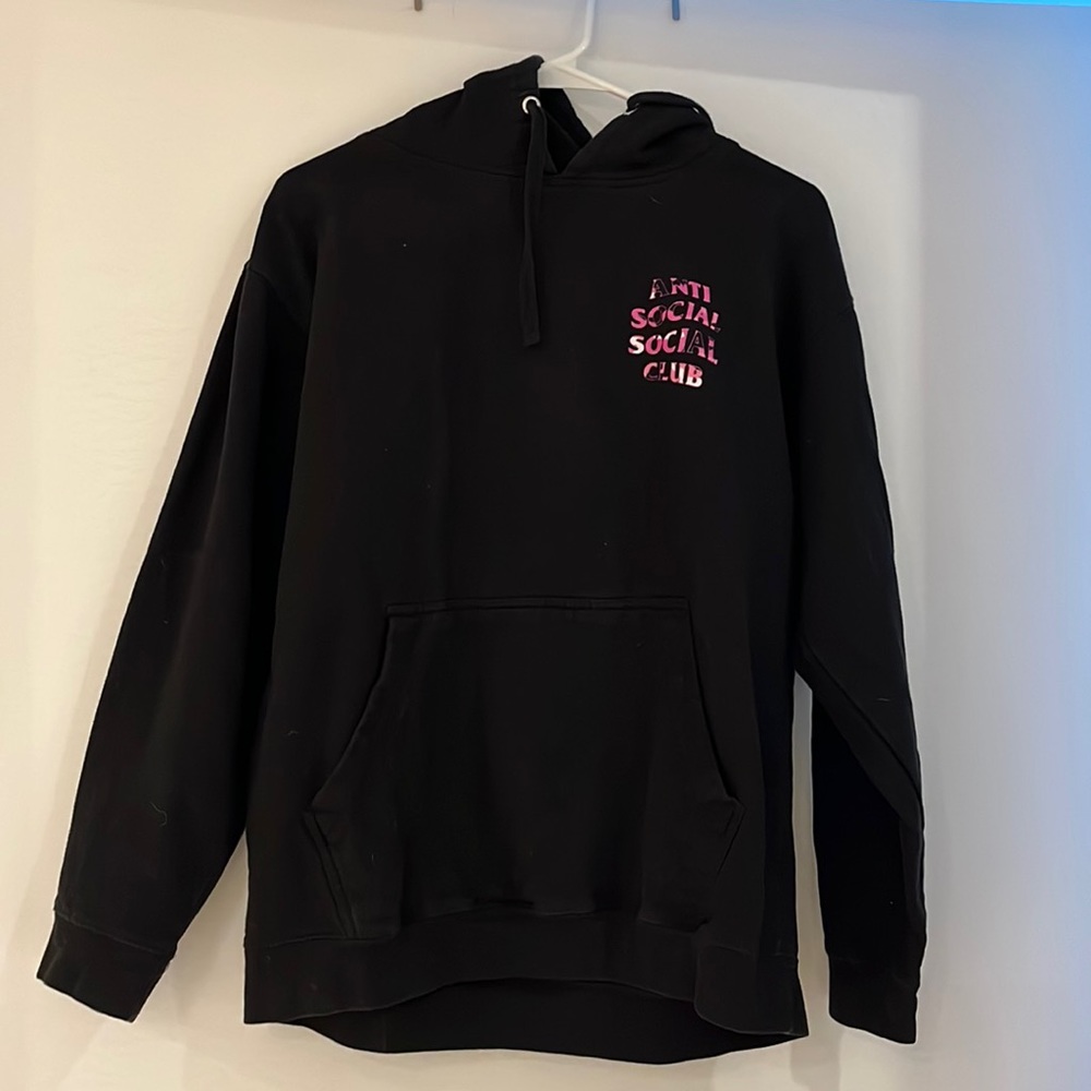 Anti social social club black hoodie pink camo